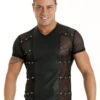 Leatherette Fishnet T Shirt