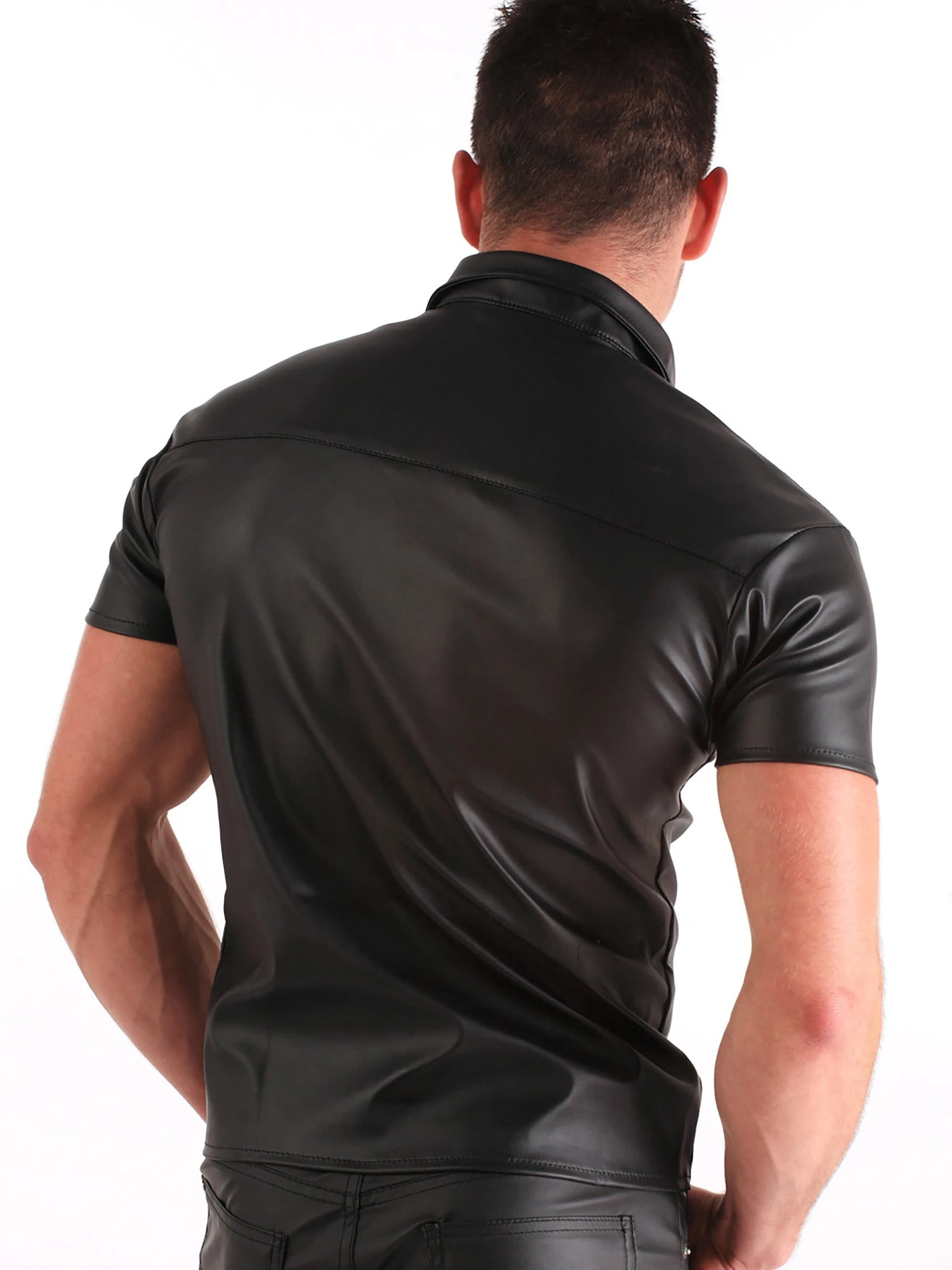 Leatherette Mens Polo Shirt - Image 5