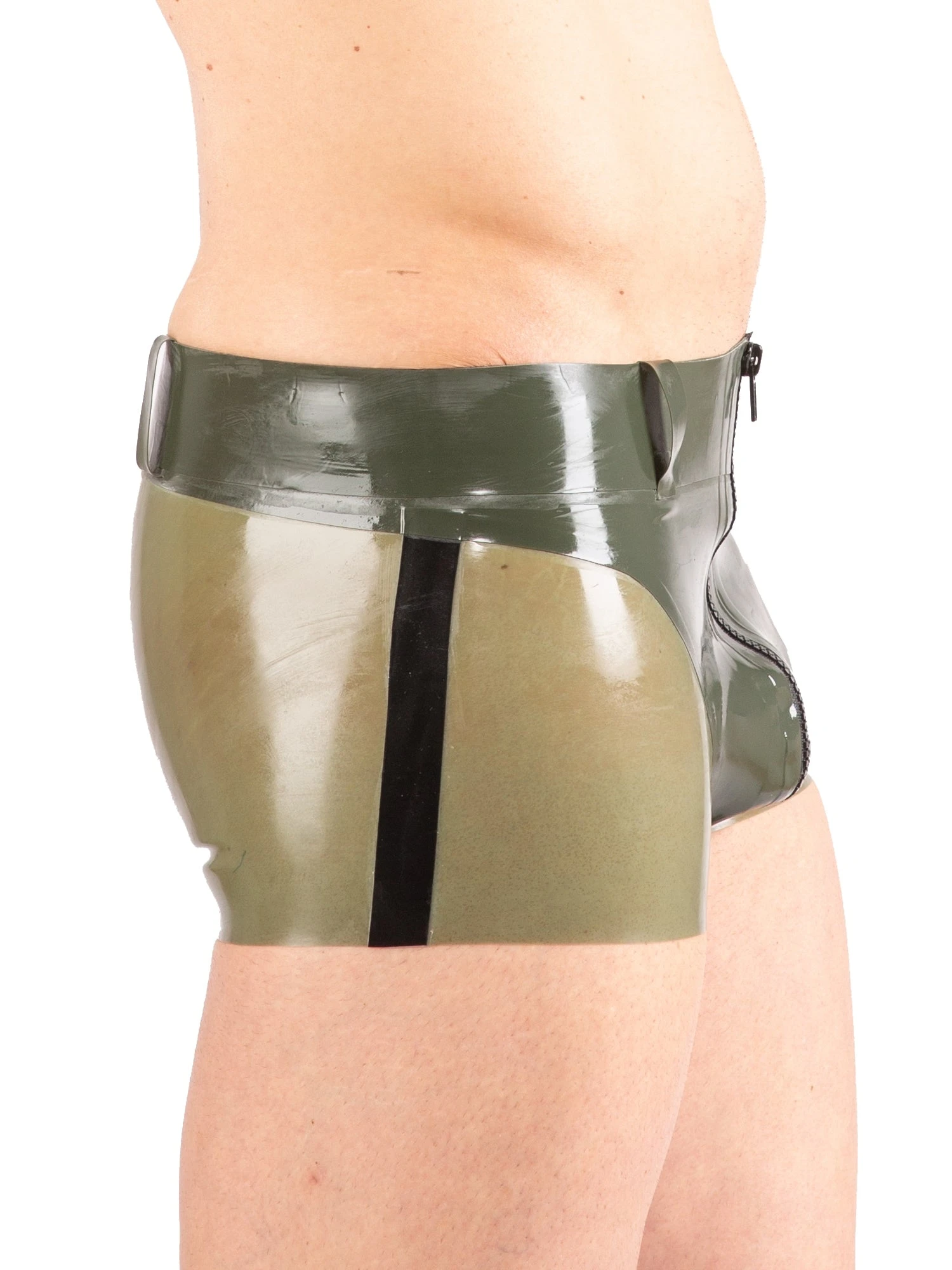 Mens Green Latex Shorts - Image 6