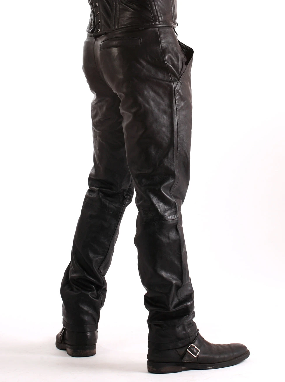 Mens Leather Classic Jeans - Image 6