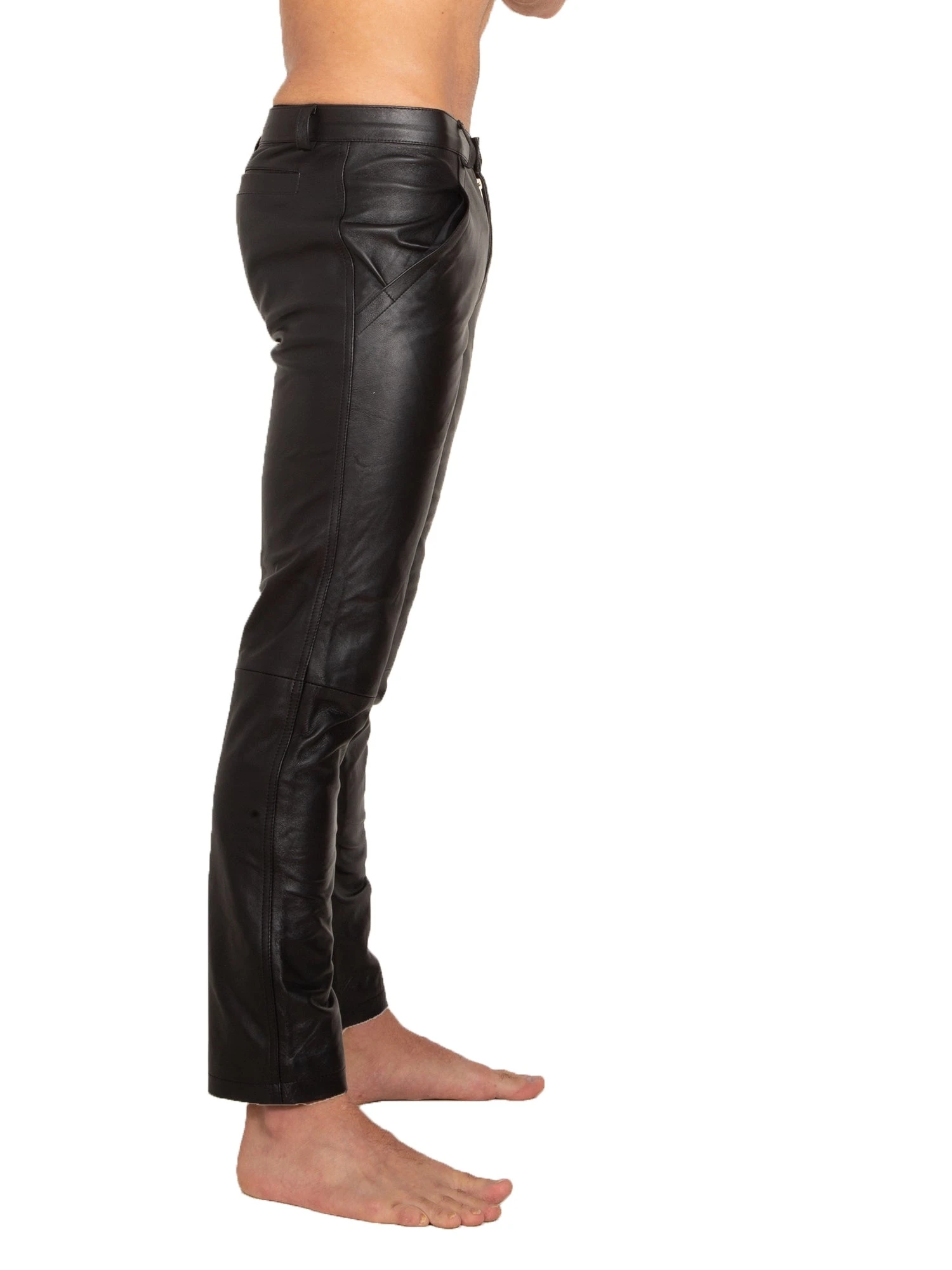 Mens Leather Classic Jeans - Image 7