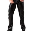 Mens Front Zip Latex Jeans