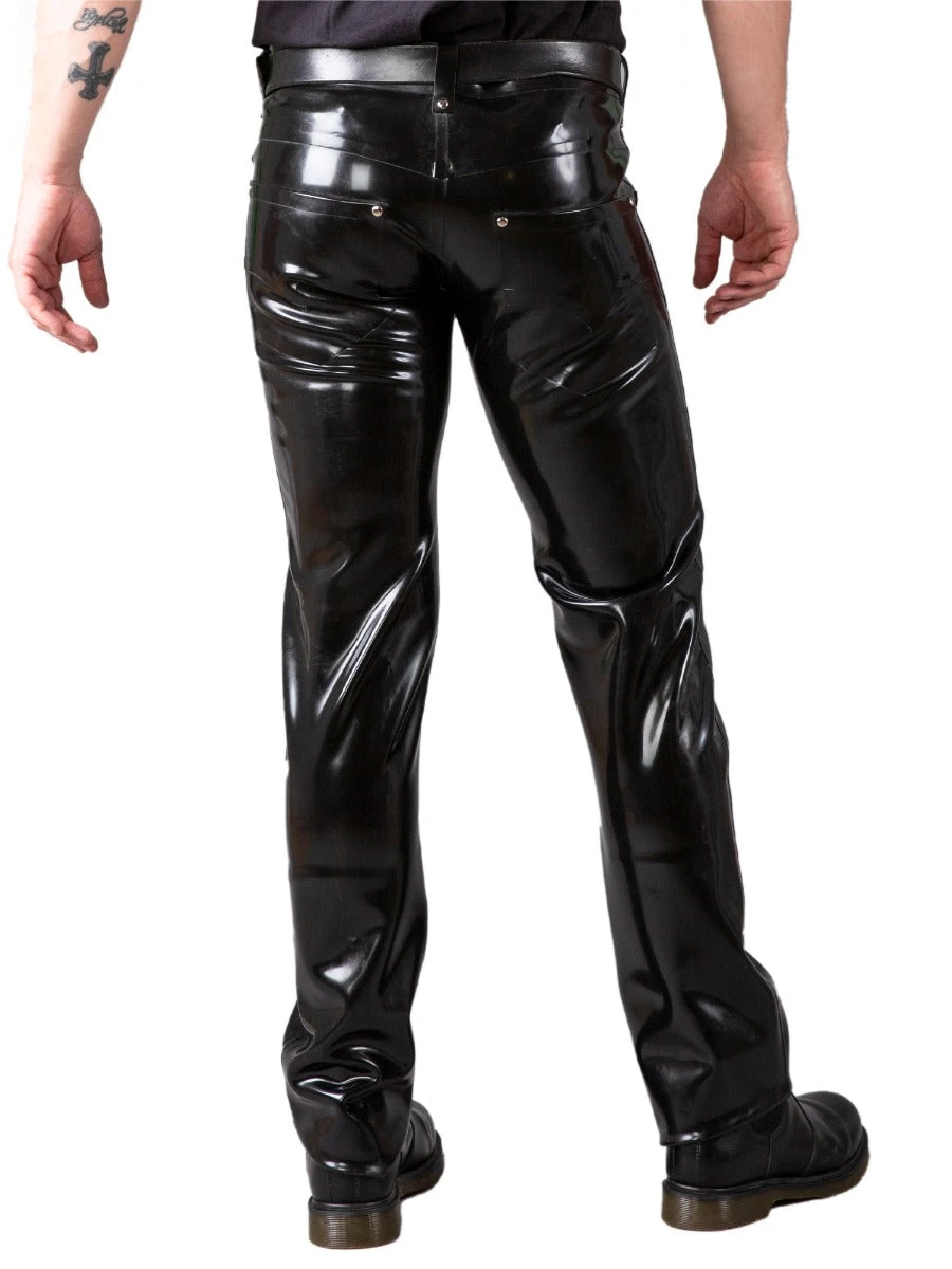 Mens Front Zip Latex Jeans - Image 2