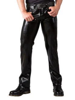 Mens Front Zip Latex Jeans