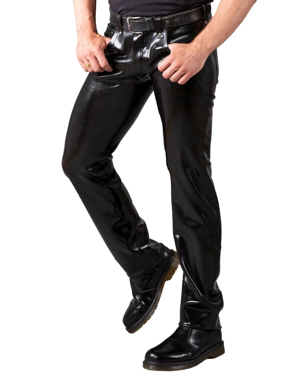 Mens Front Zip Latex Jeans - Image 3
