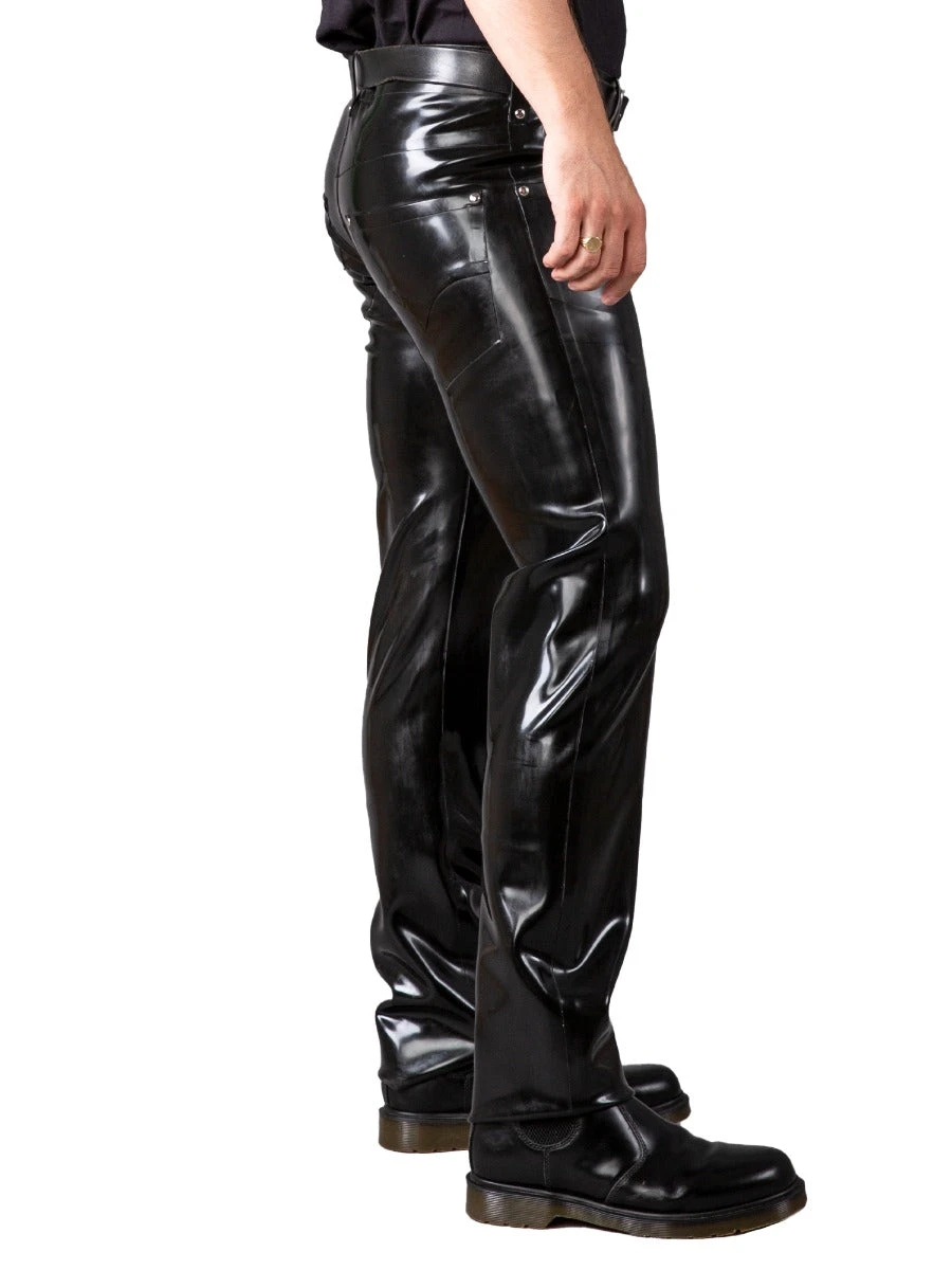Mens Front Zip Latex Jeans - Image 4