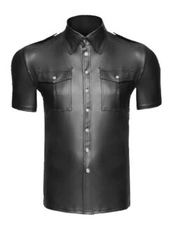Mens Wetlook Front Pocket Shirt