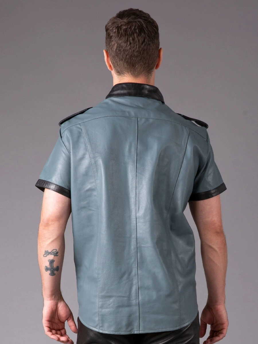 Metal Press Studs Leather Shirt - Image 4