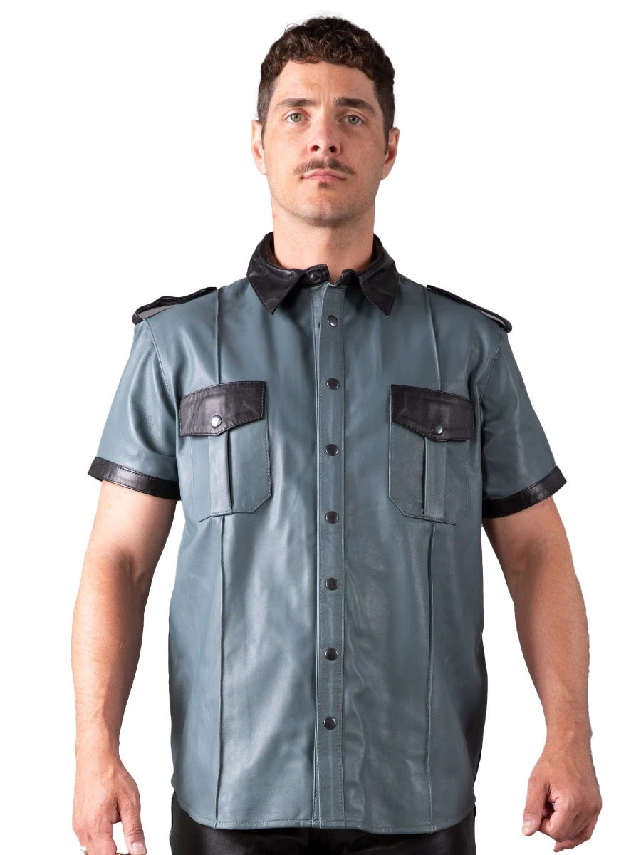 Metal Press Studs Leather Shirt