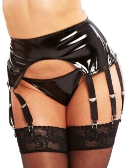 PVC 8-Strap Black Suspender Belt