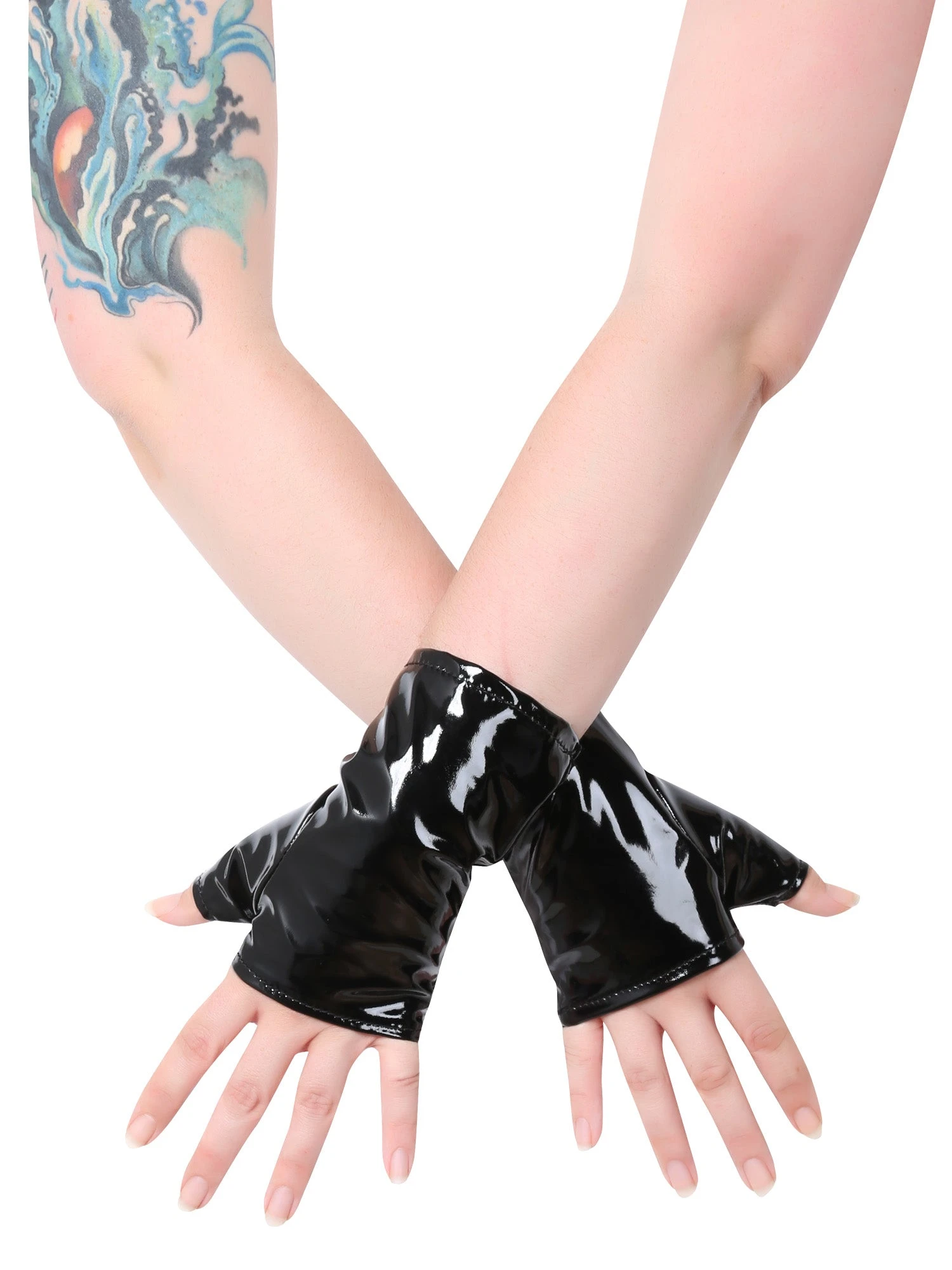 PVC Fingerless Short Gloves