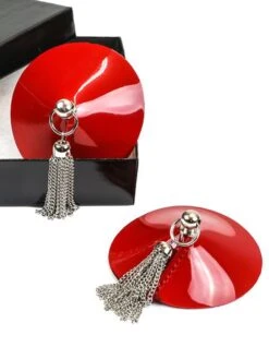 Chain Tassle Patent Leather Pasties - One Size