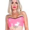 Sweetheart Neckline Latex Bra In Pink With Black Trim
