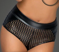 Powerwetlook Lasercut Mini Shorts