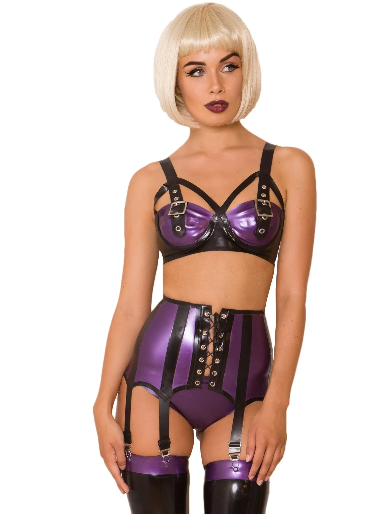 Purple Latex Girdle With 8 Adjustable Straps - Image 2
