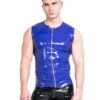 Latex Sleeveless T Shirt With Zip In Blue
