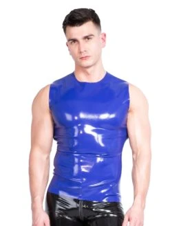 Latex Sleeveless T Shirt In Blue