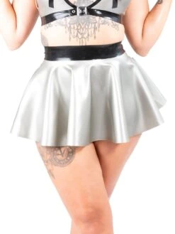 Silver Latex Dancer Micro Skirt