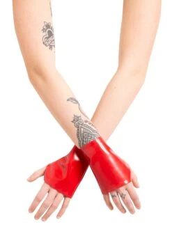 Red Latex Wrist Gauntlets