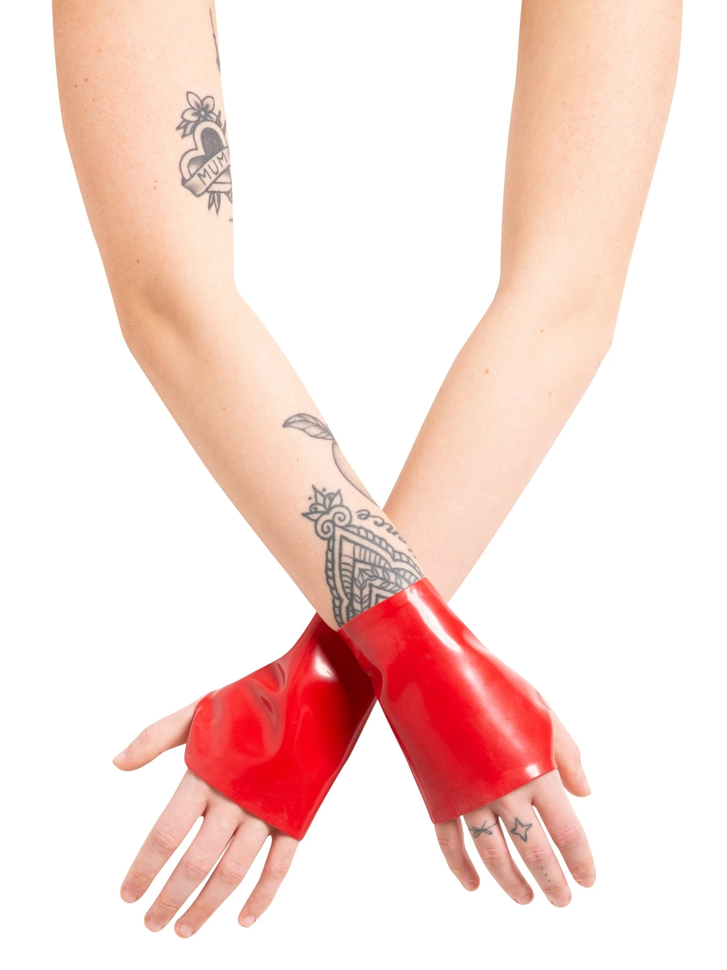 Red Latex Wrist Gauntlets