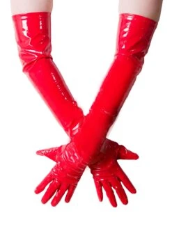 Red PVC Long Opera Gloves