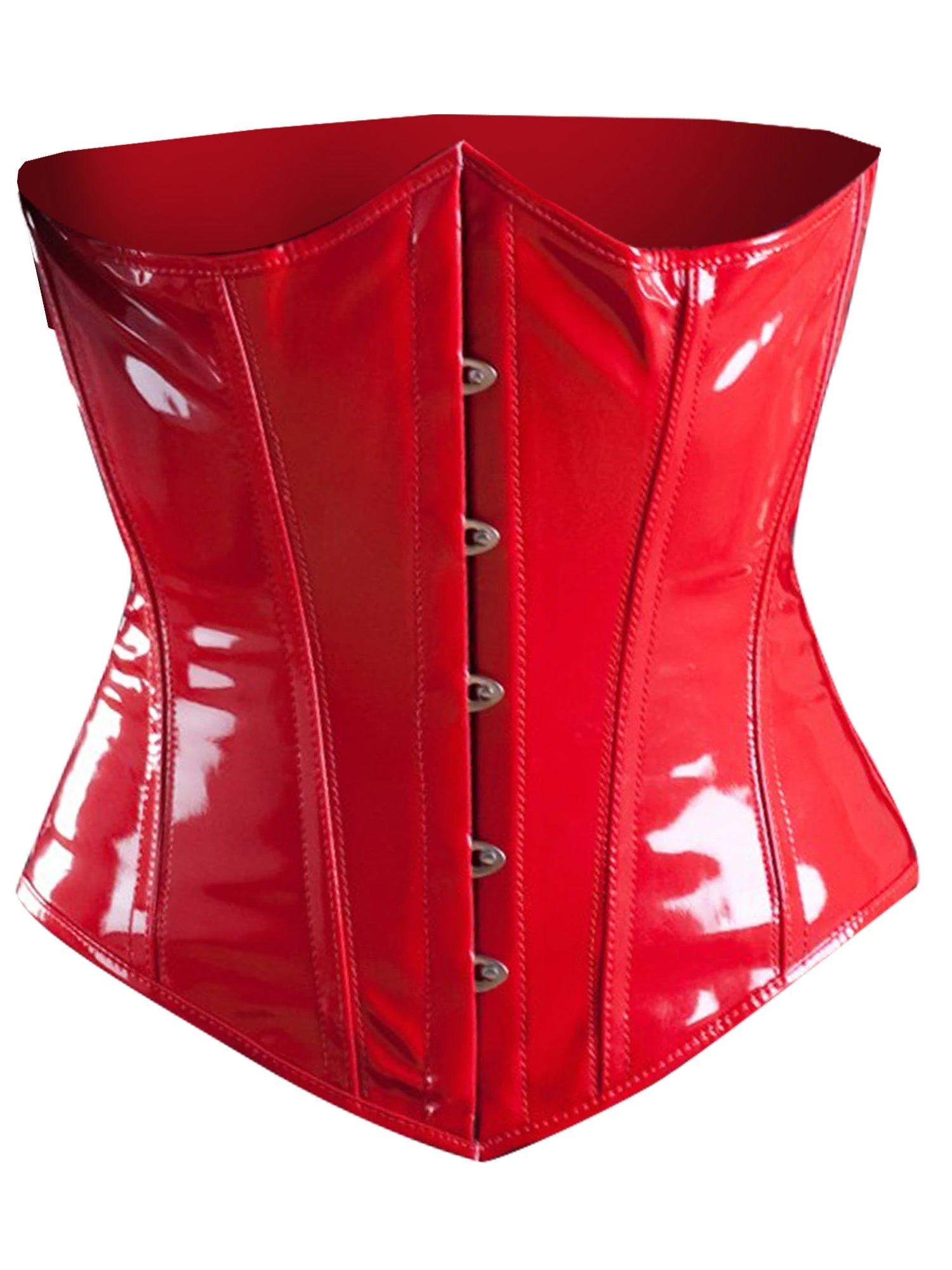 Red PVC Underbust Corset - Image 6