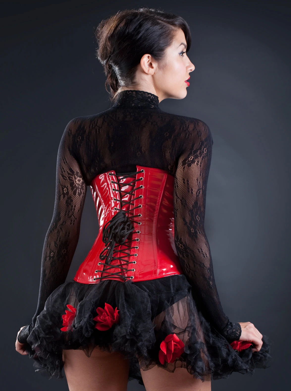 Red PVC Underbust Corset - Image 5