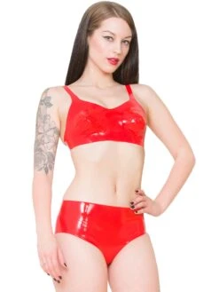 Red Seamless Latex Bra