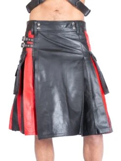 Red Stripe Leather Kilt