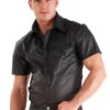 Short Sleeved Black Leatherette Shirt