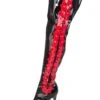 Side Laced Thigh High Boots In Black And Red