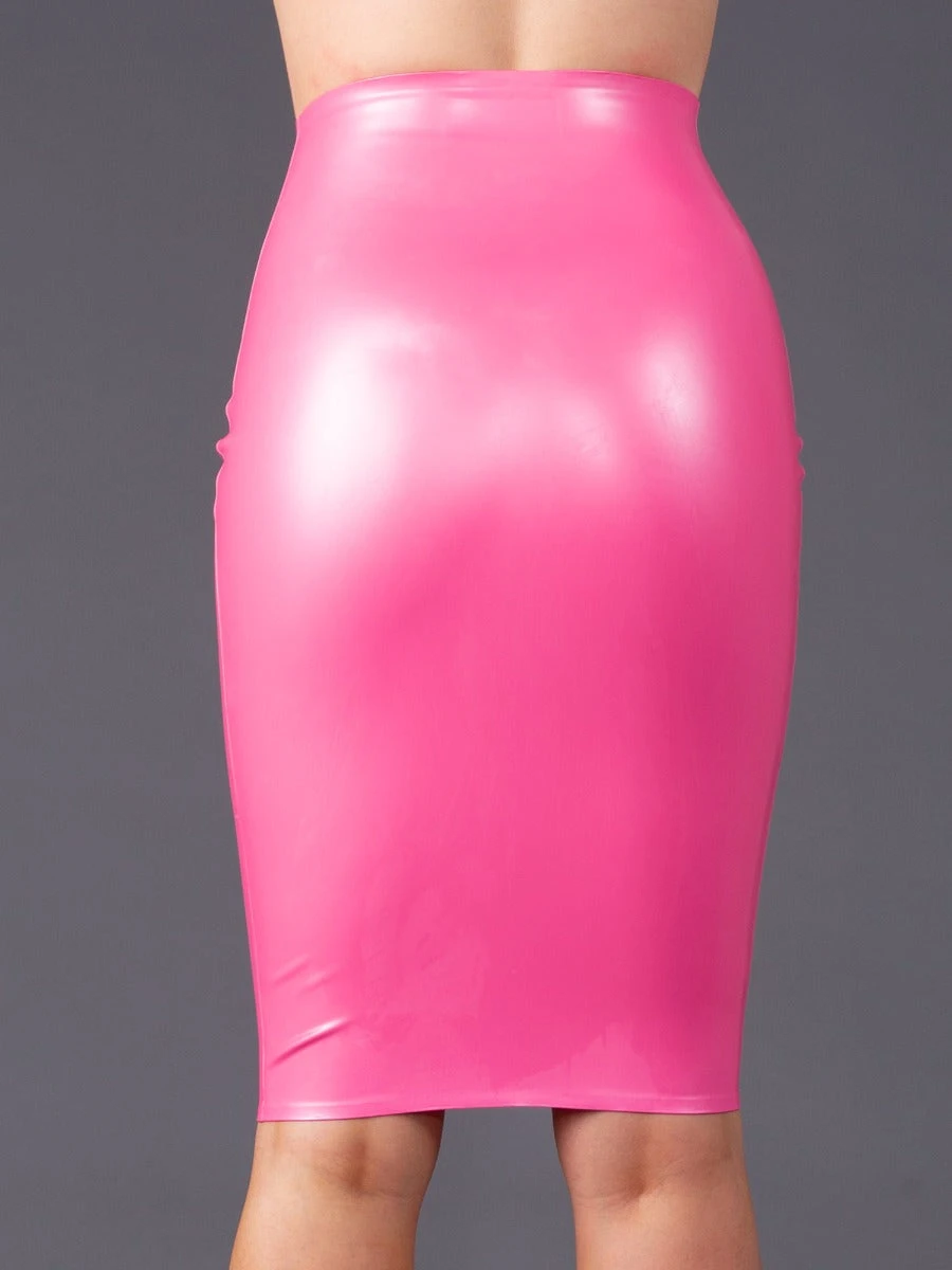 The Figure Fuschia Latex Pencil Skirt - Image 4