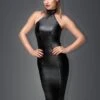 Wetlook Collared Pencil Dress With Zip