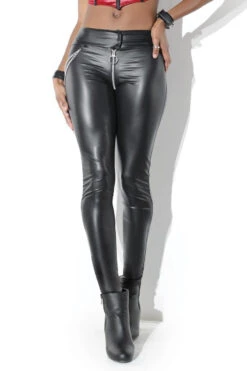 Wetlook High Waisted Classic Trousers
