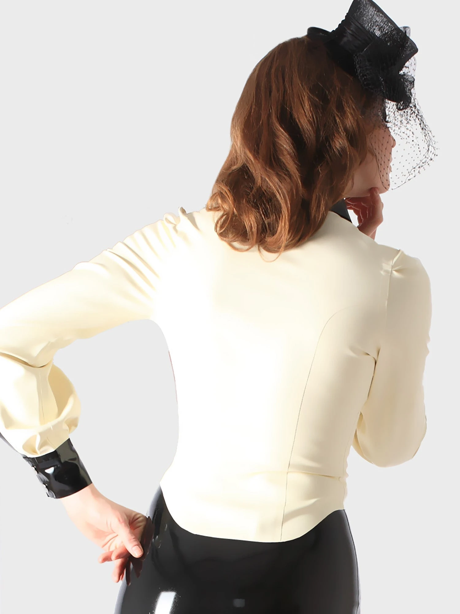 White & Black Latex Blouse - Image 3