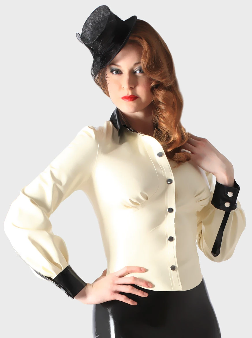 White & Black Latex Blouse - Image 4