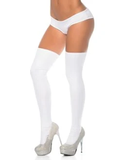 White Wetlook Diamo Stockings