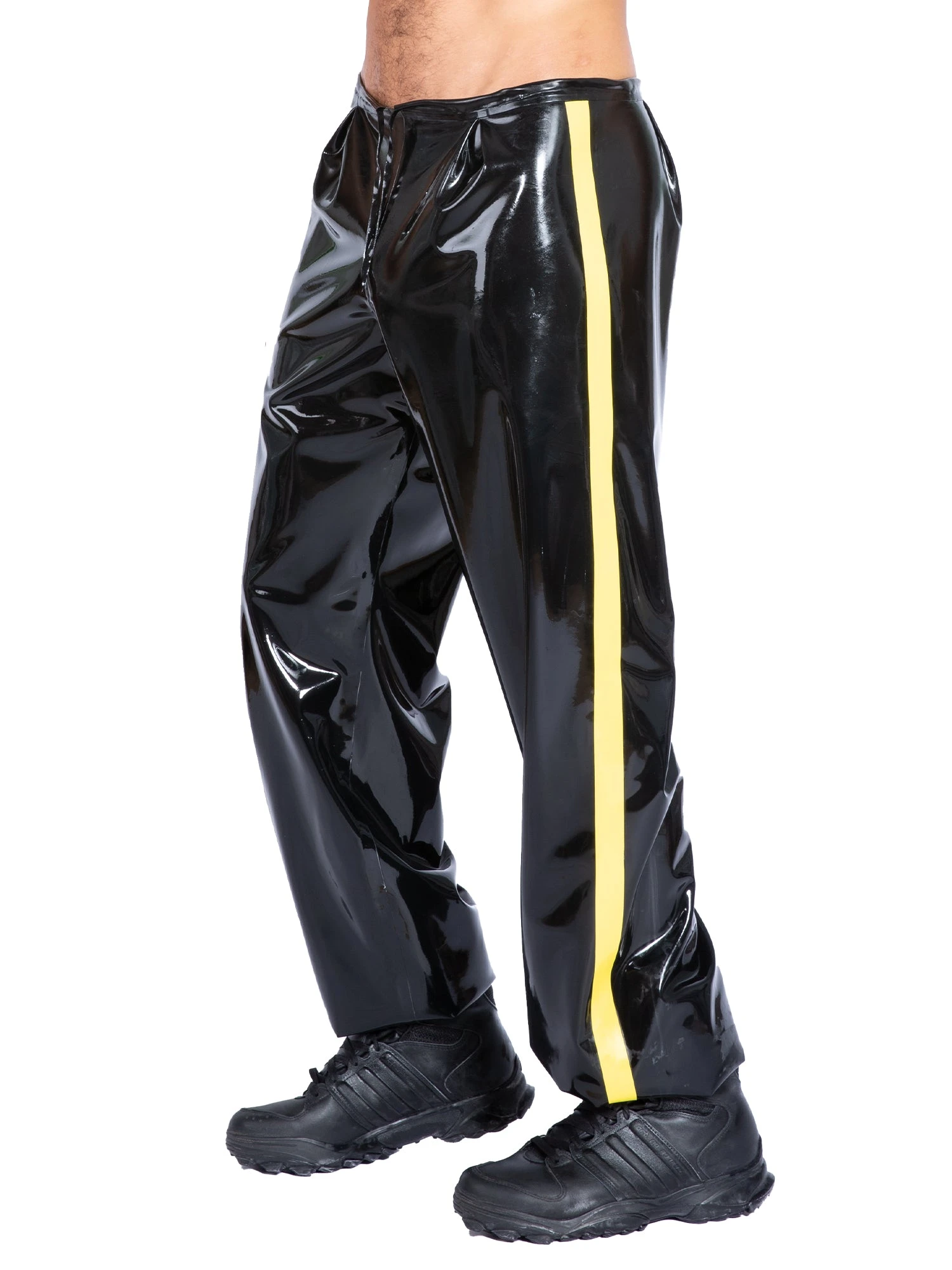 Latex Joggers With Yellow Stripes