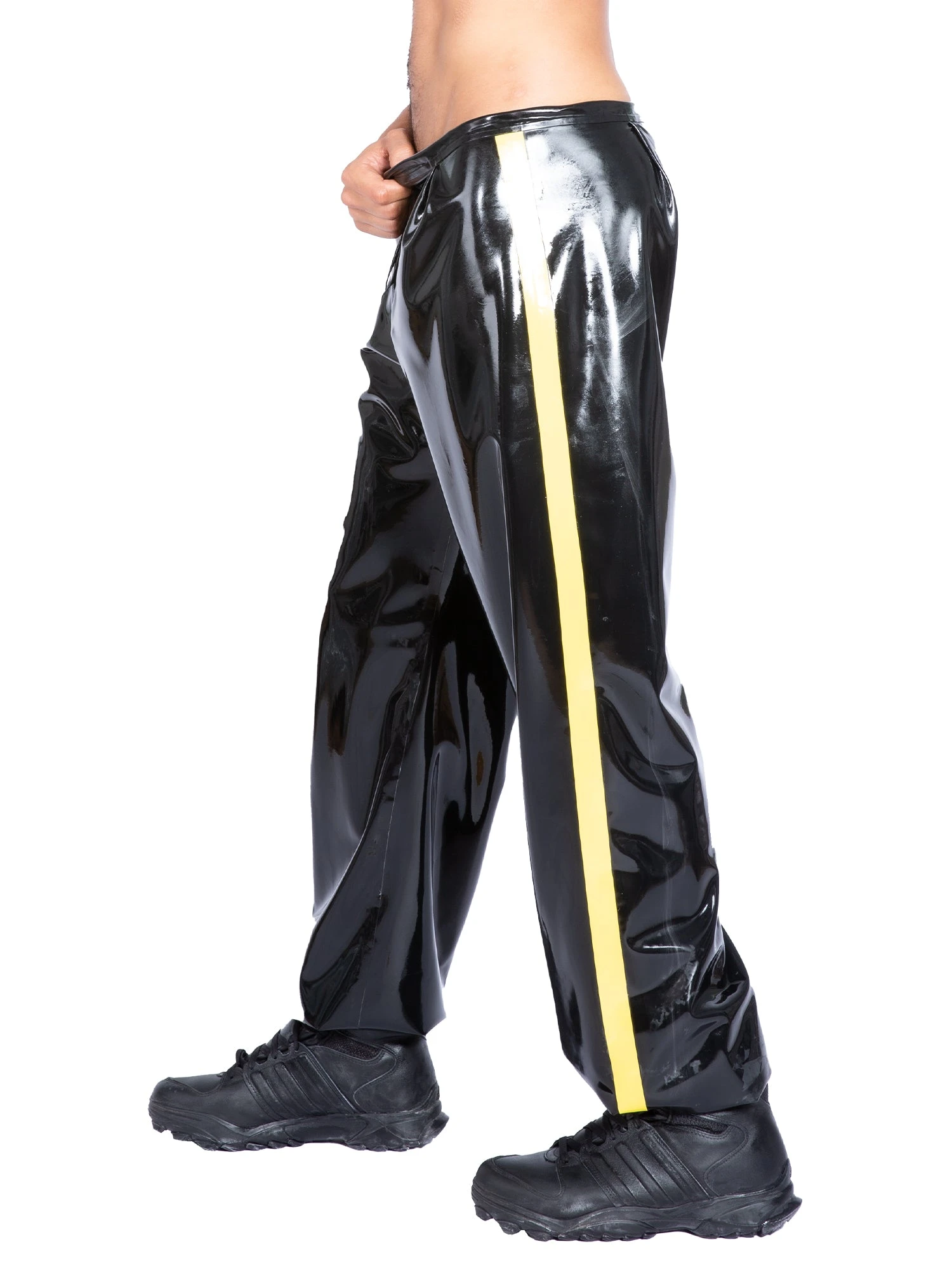 Latex Joggers With Yellow Stripes - Image 2