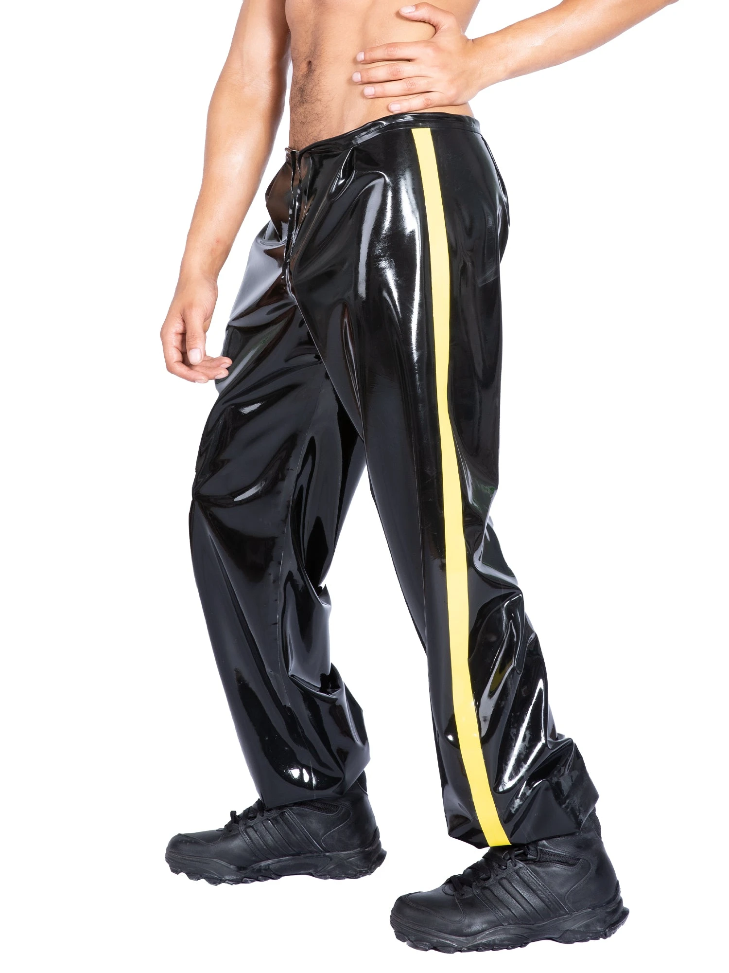 Latex Joggers With Yellow Stripes - Image 3