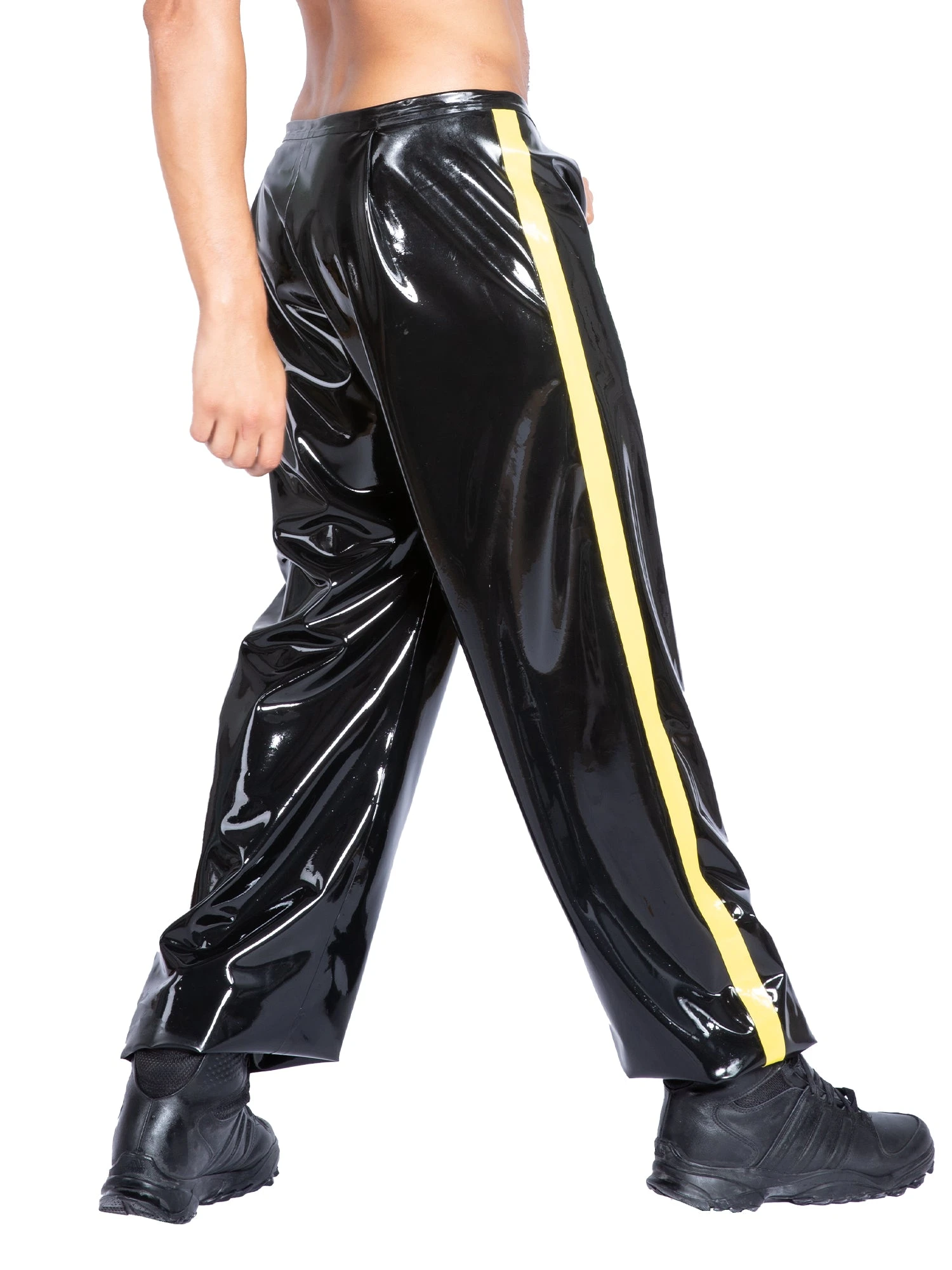 Latex Joggers With Yellow Stripes - Image 4