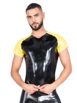 Black & Yellow Crew Neck Latex Top