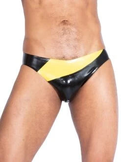 Slice Latex Briefs In Black & Yellow