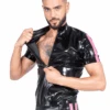 Limited Edition - Black Latex Racing Top With Pink Stripes