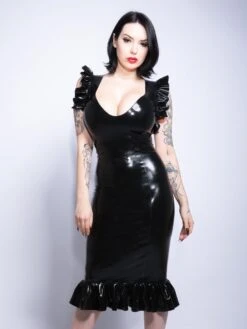 Frilly Plunge-Neck Dress