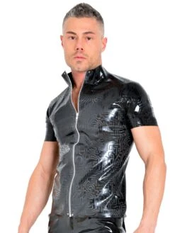 Zipped Latex Shirt With Collar