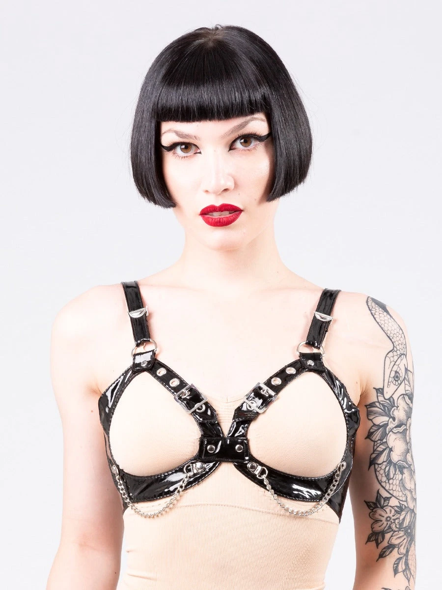 PVC Chain And Buckle Bra Harness