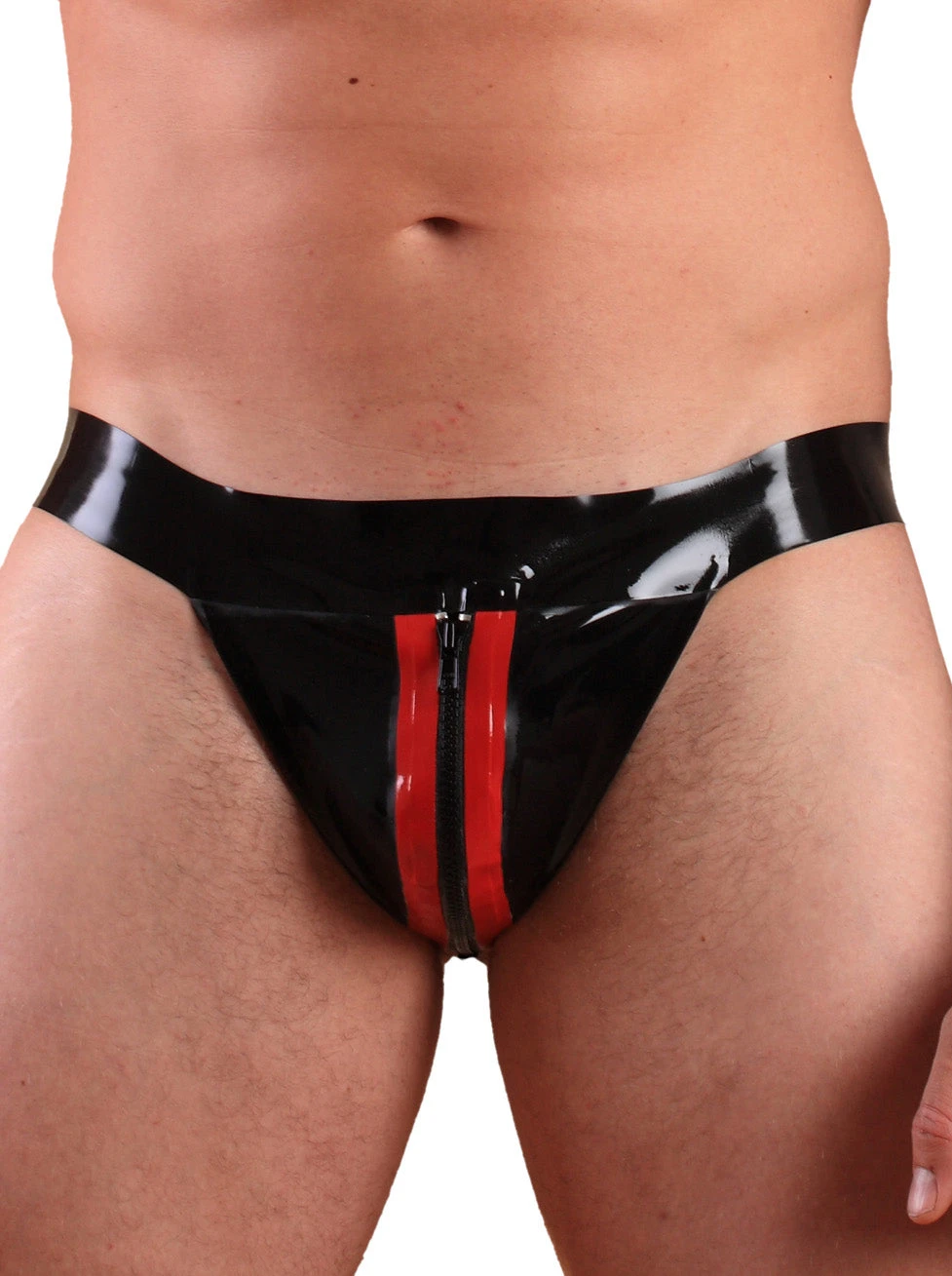 Striped Latex Jock With Zip - Image 2