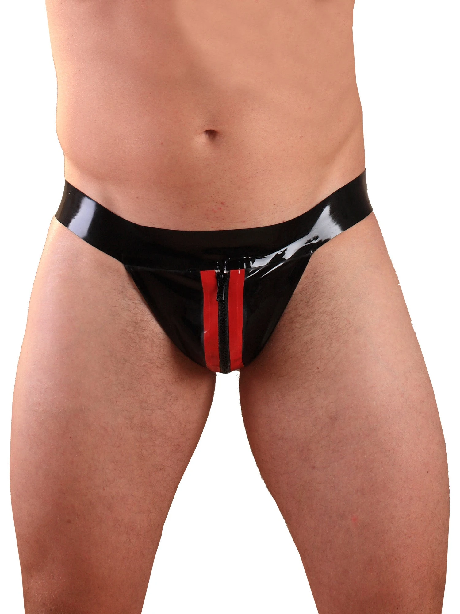 Striped Latex Jock With Zip